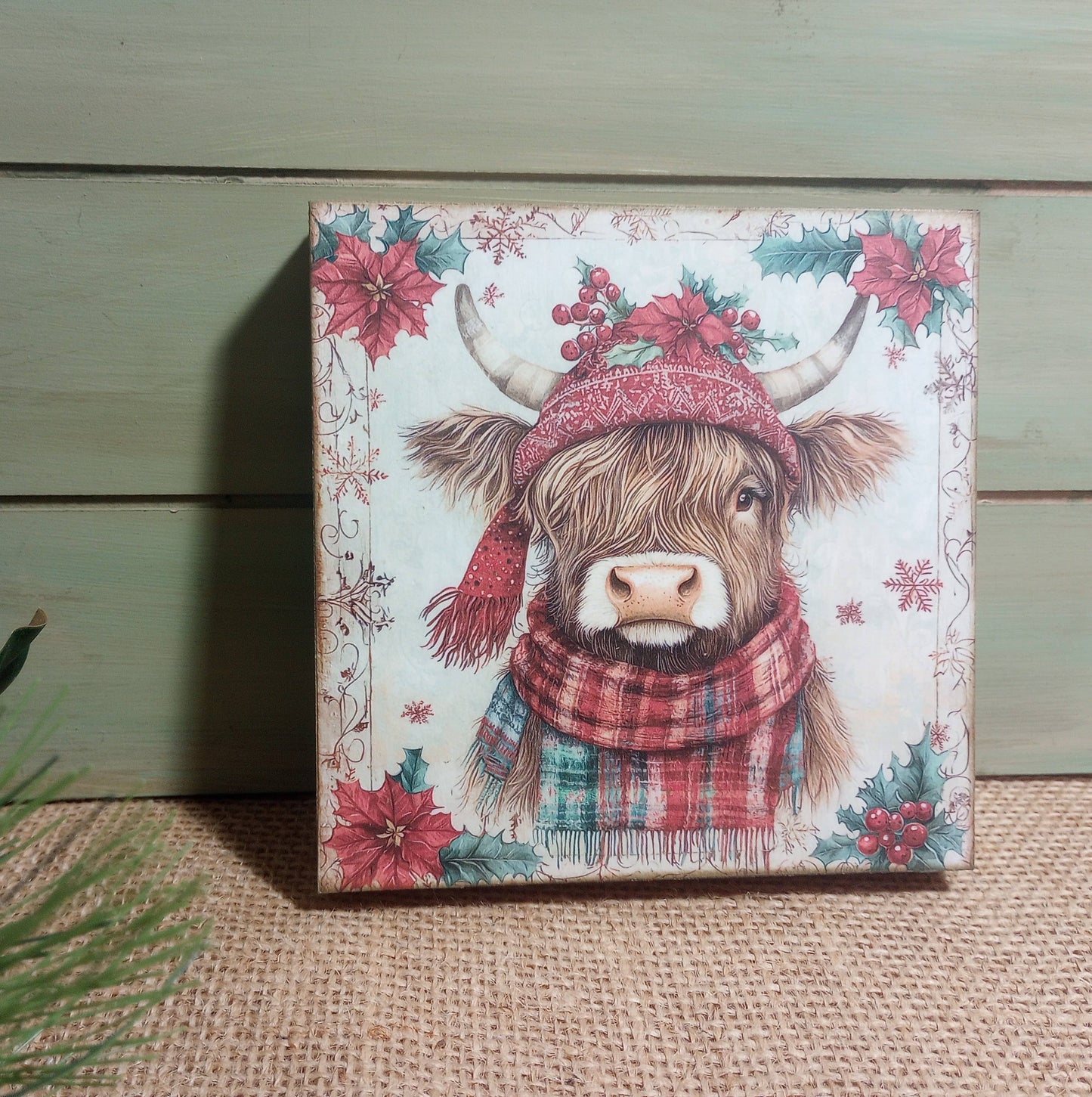 Highland Christmas Wood Sign - Benjamin