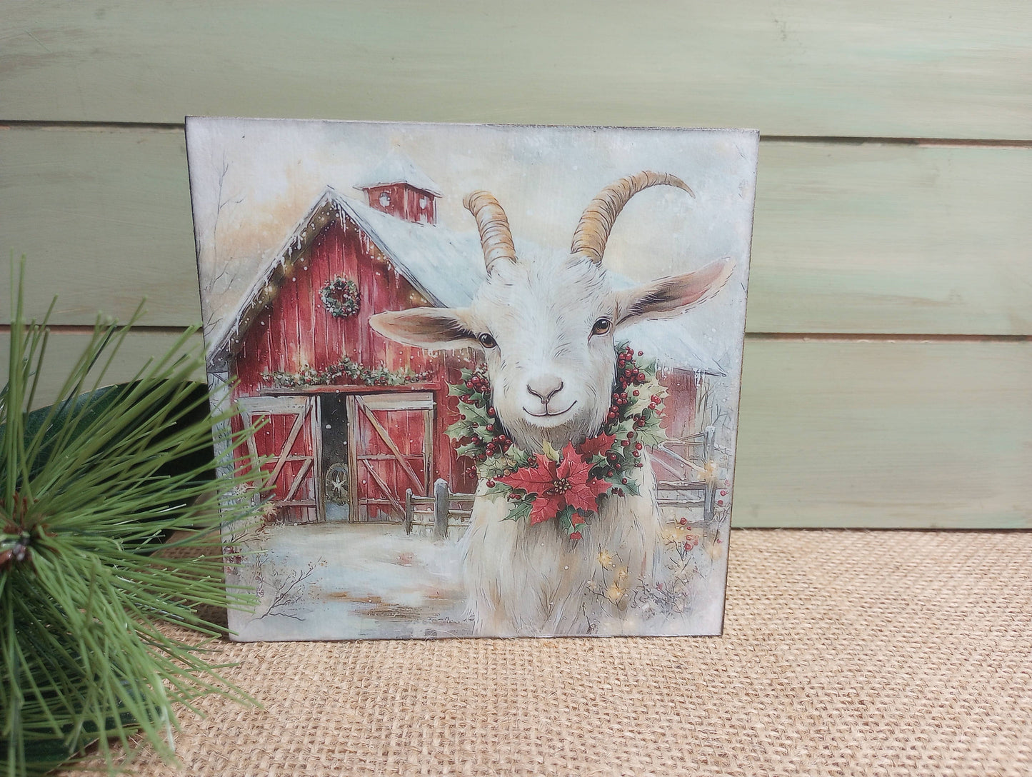 Olde Red Barn - Goat Wood Block Sign - Willow