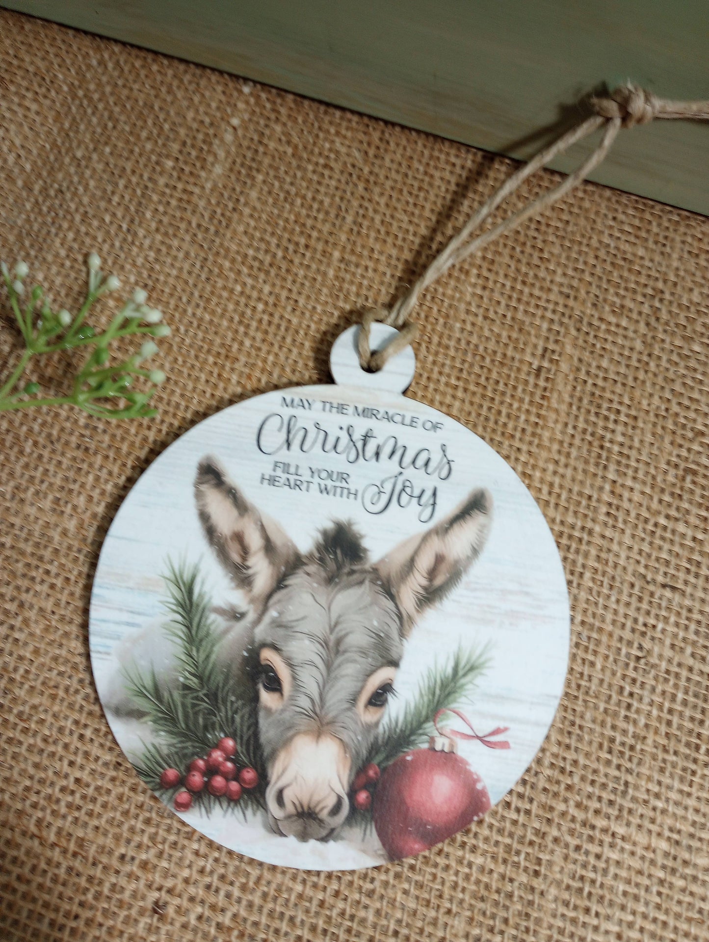 Donkey Christmas Ornament - Joy