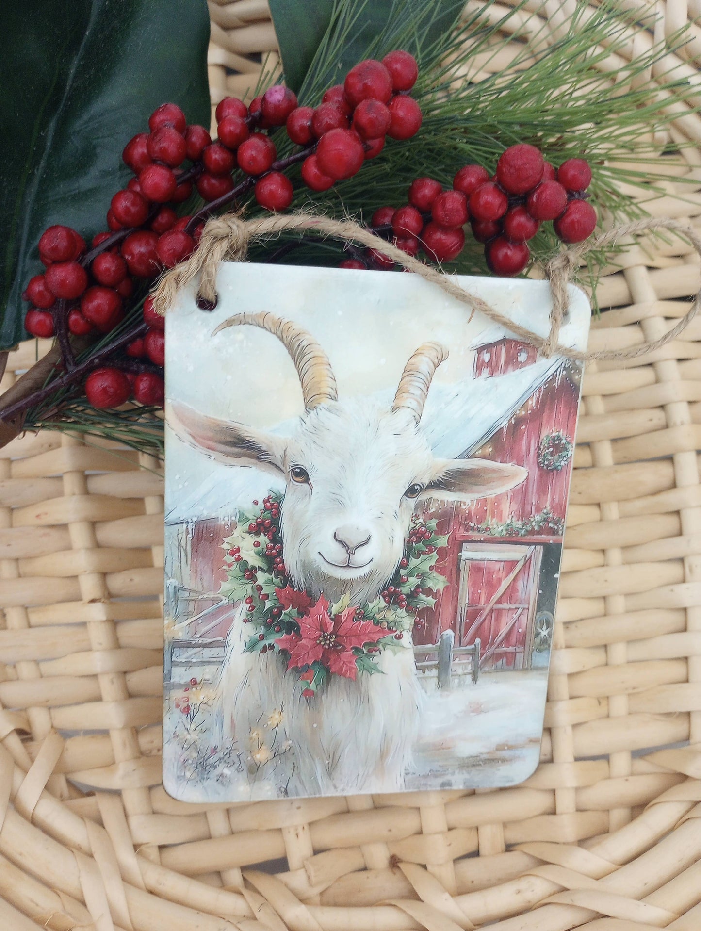 Christmas at the Olde Red Barn Ornament - Goat - WILLOW
