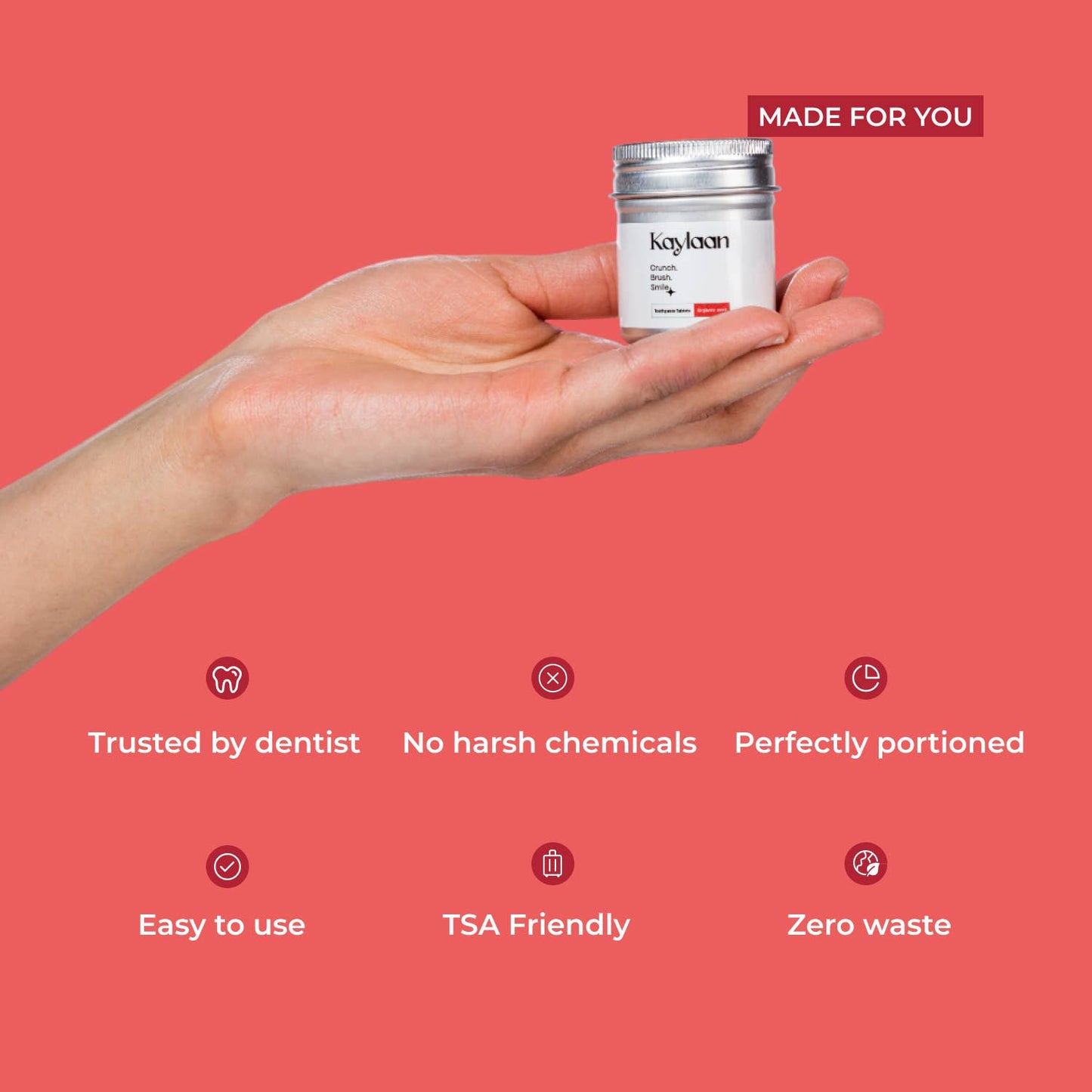 Fluoride Free Toothpaste Tablets | Strawberry | Tin