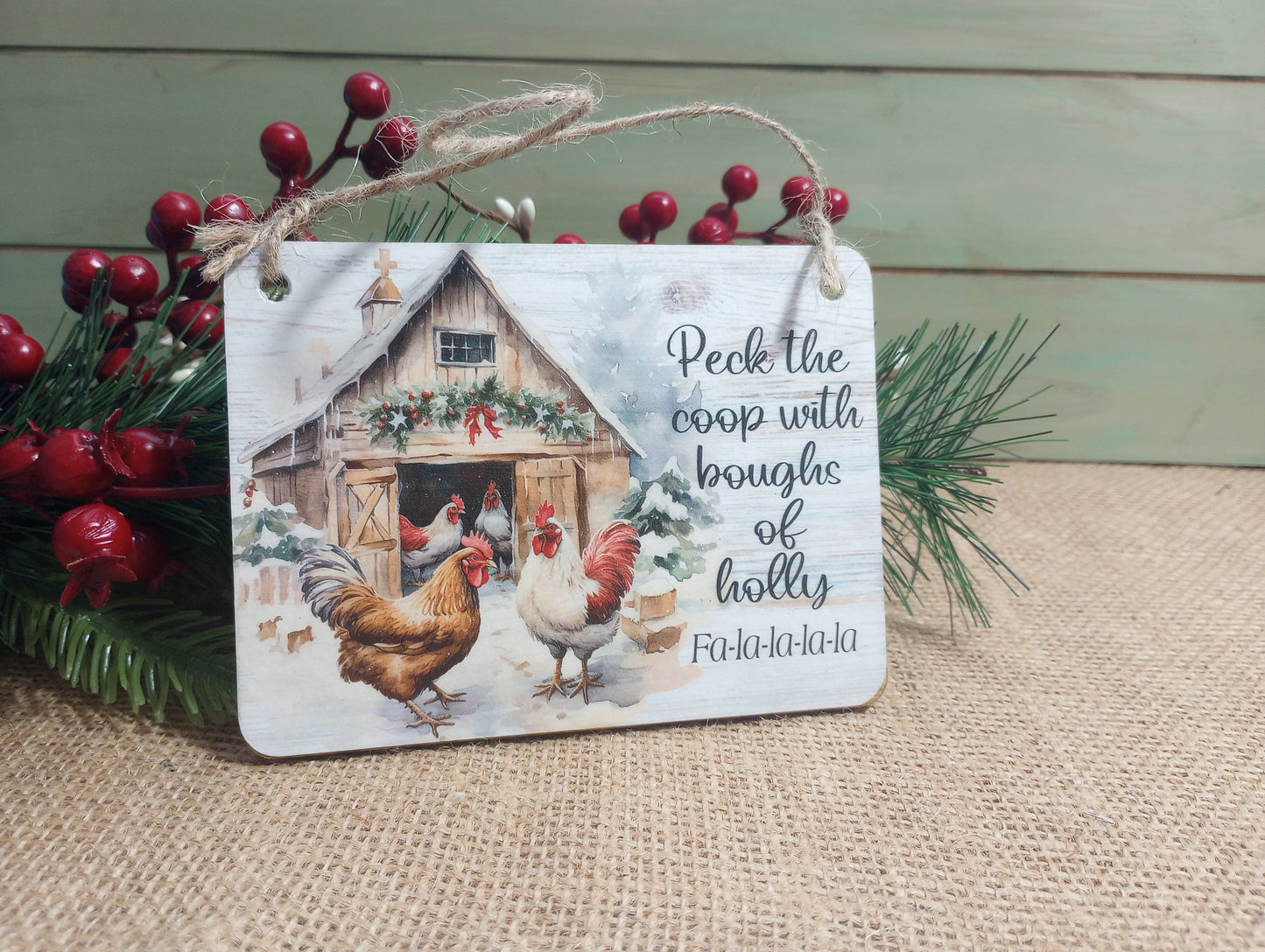 Chicken Christmas Ornament - Peck the Halls