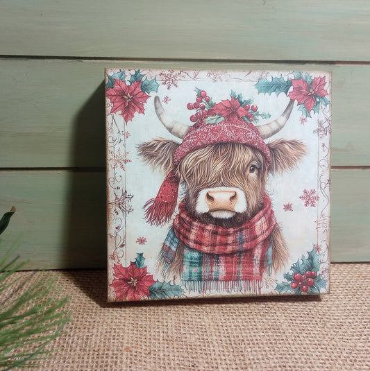 Highland Christmas Wood Sign - Benjamin