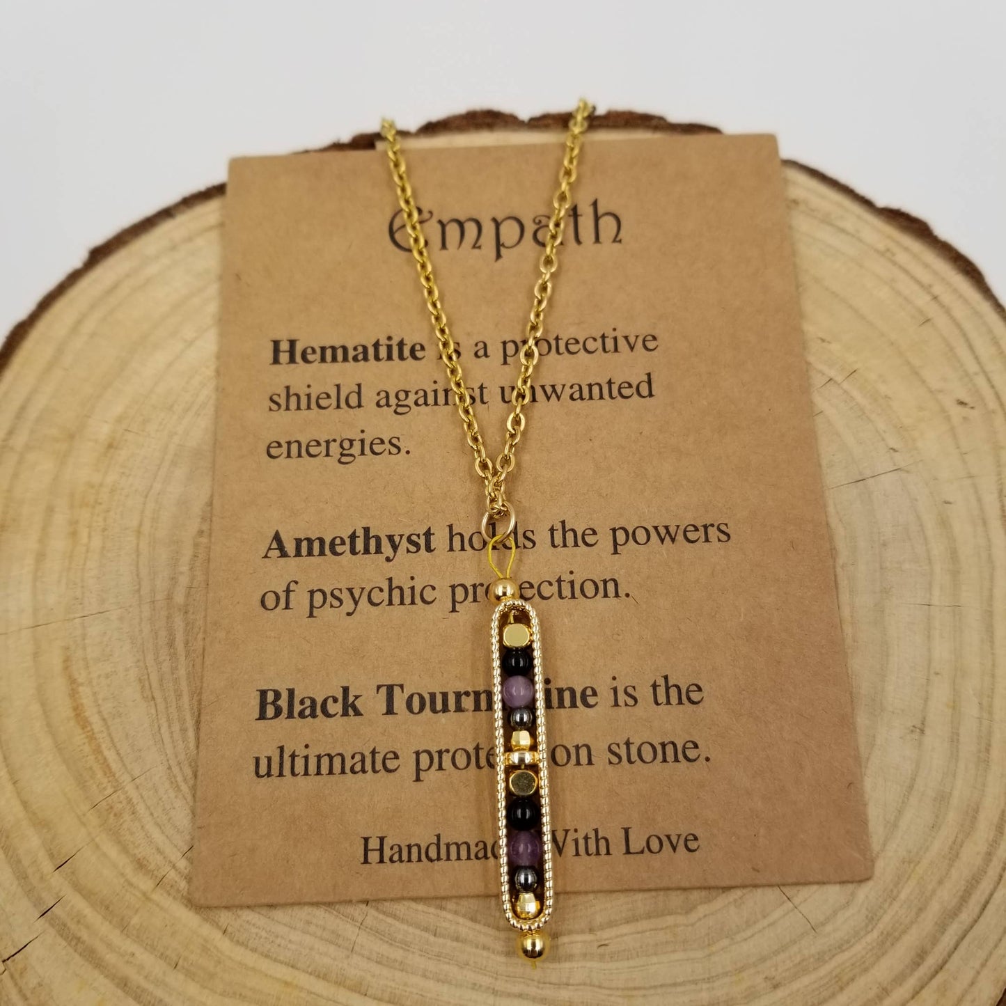 Natural Stone Wishing Bead Gift Necklace with Card