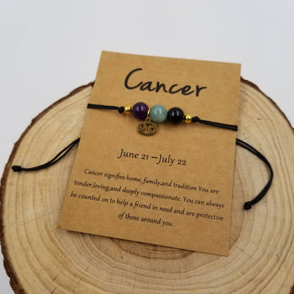 Natural Stone Chakra Bead Constellation Bracelet with Card