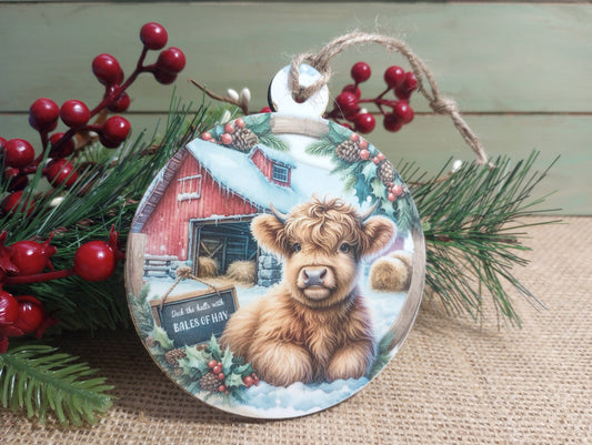 Highland Cow Christmas Ornament - Deck the Halls