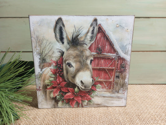 Olde Red Barn - Donkey Wood Block Sign - BAILEY