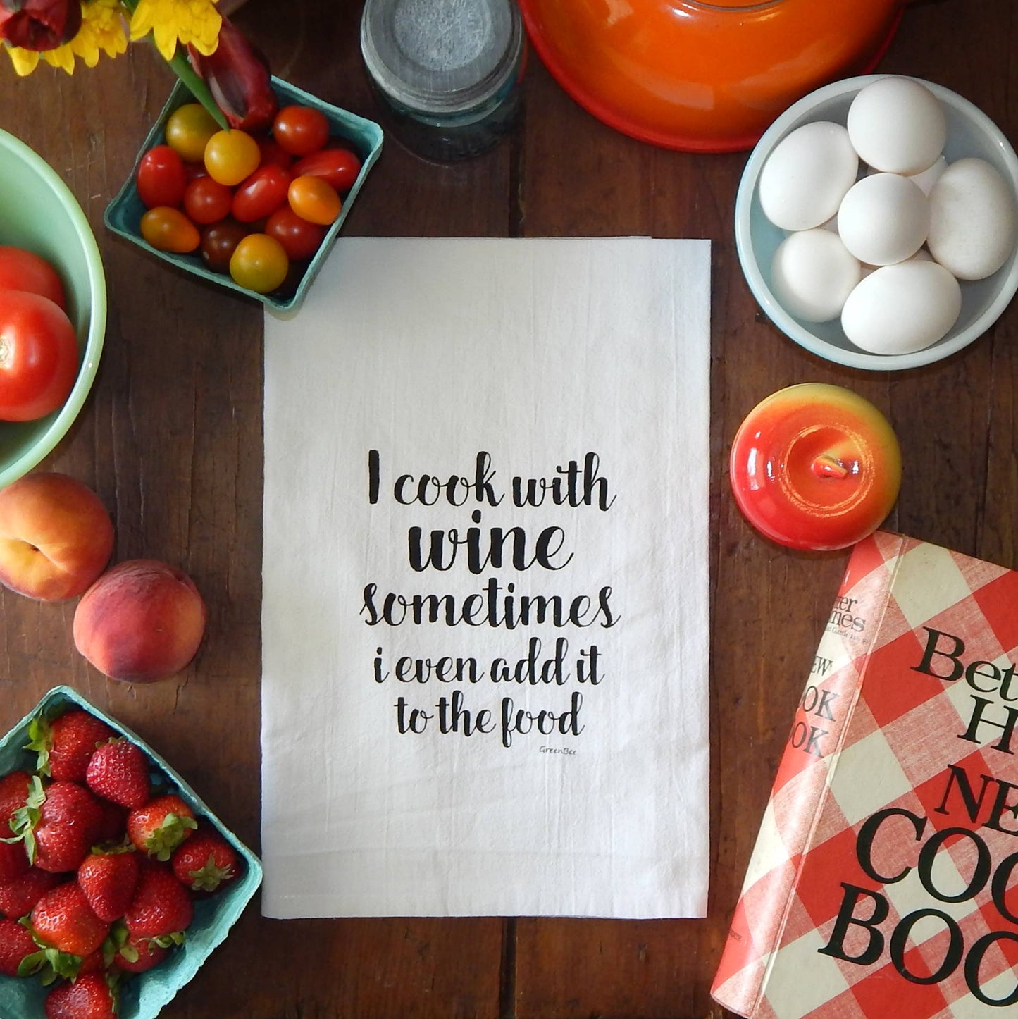 Wine Cooking Kitchen Towel | Tea Towels | Sassy Dish Towels