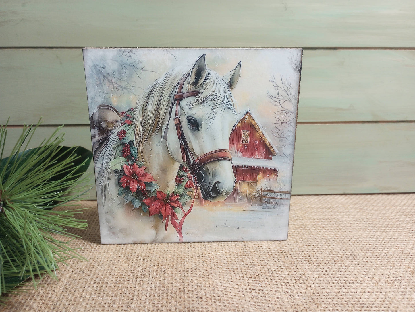 Olde Red Barn - Horse Wood Block Sign - CLARA
