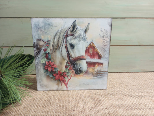 Olde Red Barn - Horse Wood Block Sign - CLARA