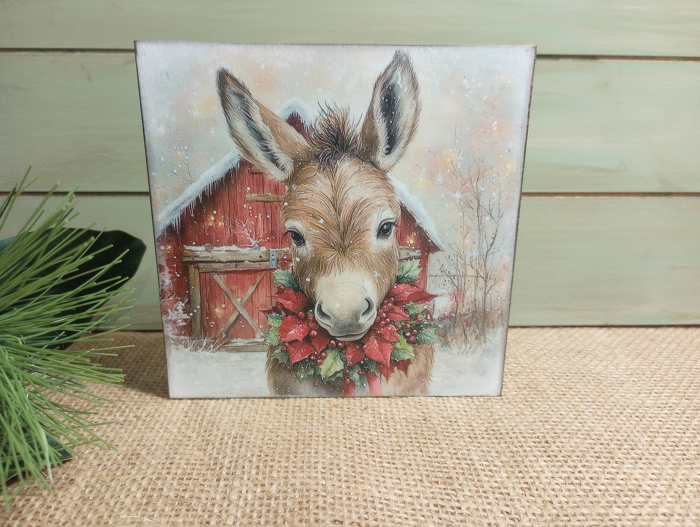 Olde Red Barn - Donkey Wood Block Sign - DIANE