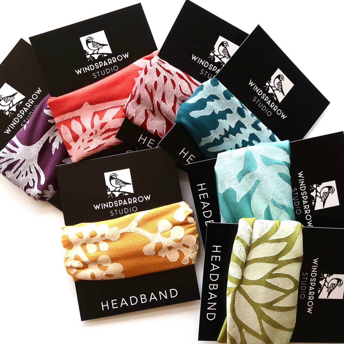 Colorful Botanical Headband Collection (white ink)