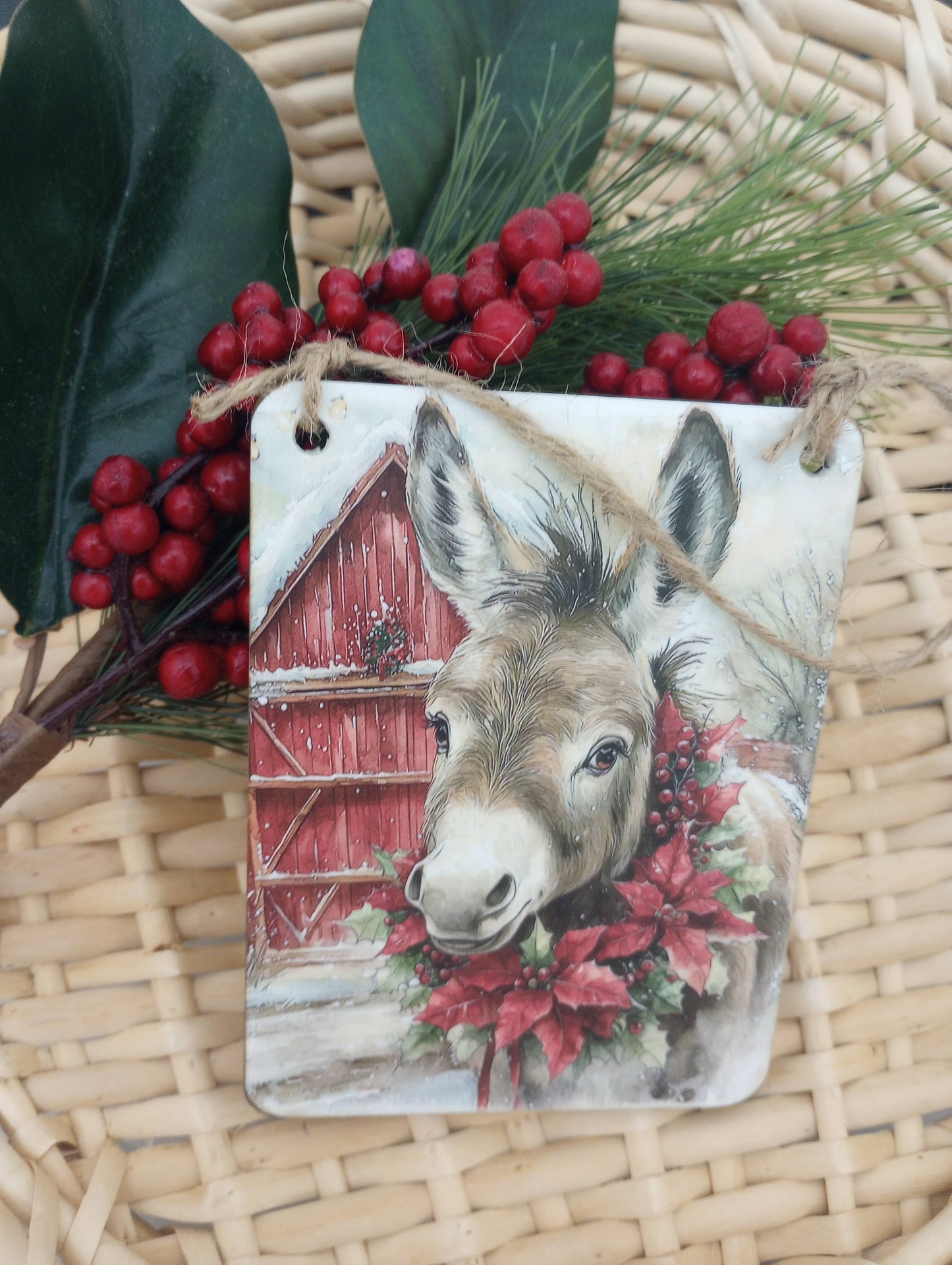 Christmas at the Olde Red Barn Ornament - Donkey - Diane