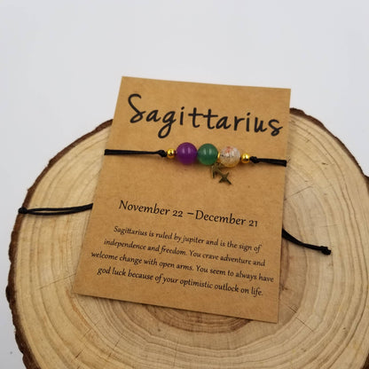 Natural Stone Chakra Bead Constellation Bracelet with Card