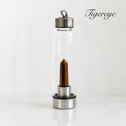 Crystal Water Bottle Cup with Natural Gemstones