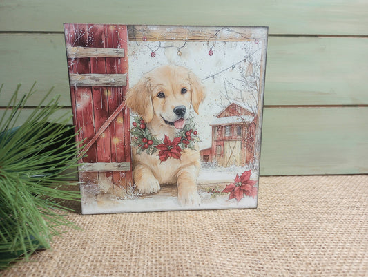 Olde Red Barn - Dog Wood Block Sign - Dash