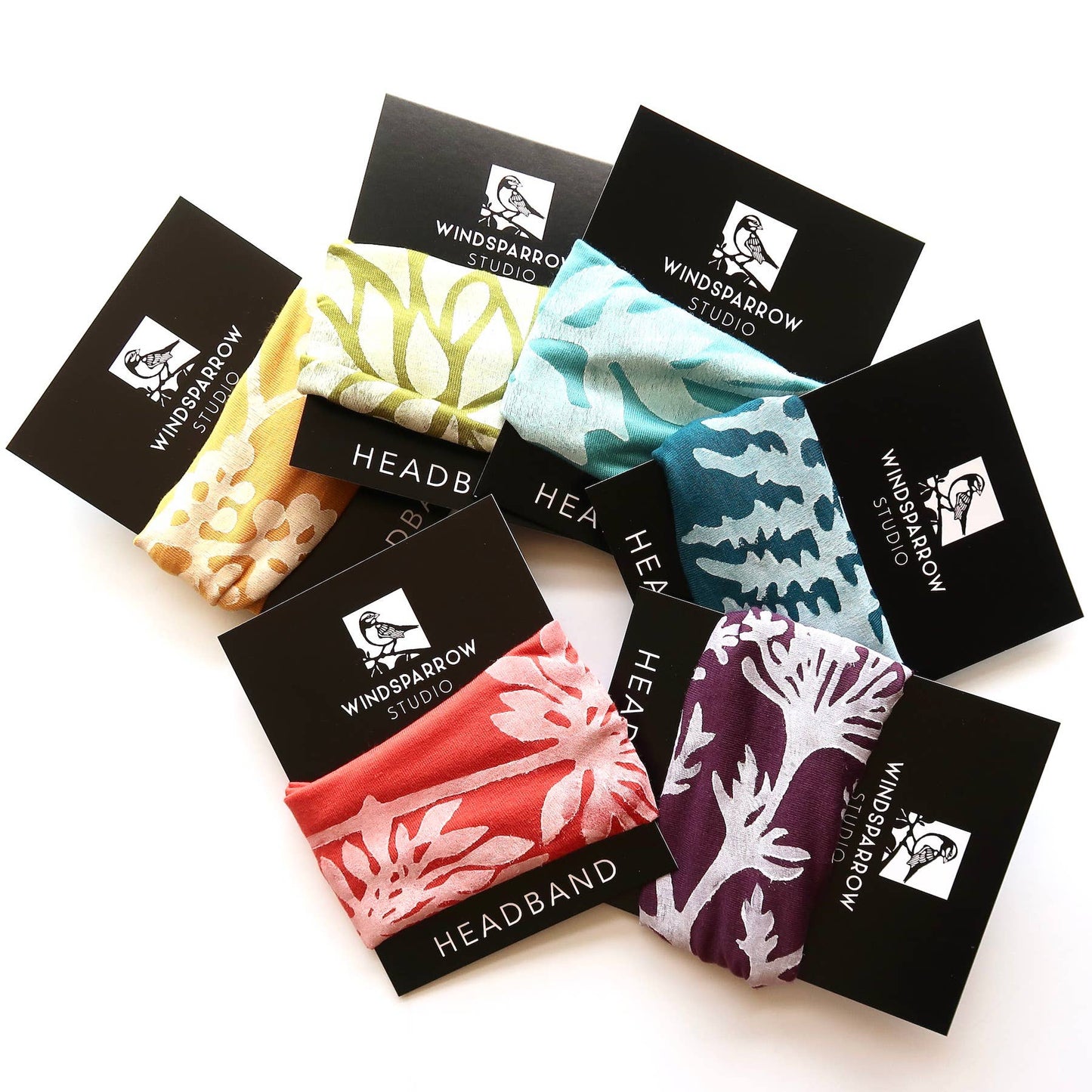 Colorful Botanical Headband Collection (white ink)