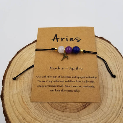 Natural Stone Chakra Bead Constellation Bracelet with Card