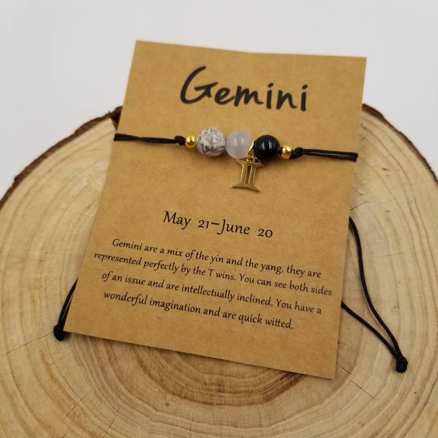 Natural Stone Chakra Bead Constellation Bracelet with Card