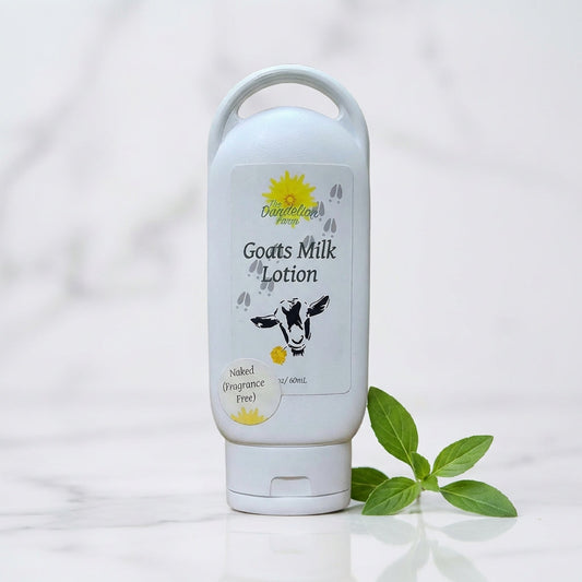 A close-up shot of the 'Travel Goats Milk Lotion - 2 ounce' bottle, captured with a macro lens in a luxury product studio. The bottle is centered, with softbox lighting highlighting its smooth, matte, pastel green textured surface, emphasizing its compact 